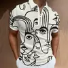 Transfronteiriço 2025 Europa e América Primavera/Verão AliExpress Amazon Novo Estilo Camisa Polo Zíper Bloco de Cores Camiseta Masculina Top
