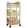 Carrinho de Acrílico Transparente Prateleira de Armazenamento para Banheiro Prateleira de Lanches ao Lado da Cama Móvel de Chão Prateleira de Armazenamento de Cosméticos de Múltiplas Camadas