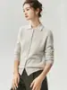 Cárdigan de cachemira de alta calidad con cuello polo para mujer, con un diseño de un solo botón, una sensación suave y cómoda, un corte favorecedor y una silueta versátil y estilizada