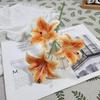 3 cabeças feliz lírio 3D impressão material fita high-end decoração do casamento flor falsa salão do casamento fundo flor artificial