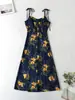 Vestido de verano para mujer estilo europeo y americano 2022 nuevo vintage con tirantes florales naranjas 1120