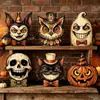 2026 Nueva Decoración Retro de Halloween Pequeñas Figuras de Madera Adornos Artesanía de Madera Creativa para el Hogar y el Escritorio