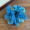 Elástico de Cabelo Coreano Azul com Renda e Céu Estrelado, com Toque de Luxo, Bolinhas em Rede, Rabo de Cavalo de Fada, Acessório de Cabelo Elegante