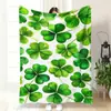 Amazon Tk Best-Seller Transfronterizo Simple Verde Artístico Manta de Siesta Manta de Franela Trébol de la Suerte Funda de Manta