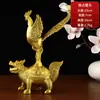 Adorno de gallo dorado de cobre y tortuga dragón, tamaño grande, para decoración del hogar, sala de estar, oficina, regalo, único y exclusivo