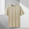 [Amônia Líquida Seda de Gelo] Camiseta Masculina de Manga Curta Luxo Leve Verão Algodão Mercerizado Fresca Cor Pura Top Solto Respirável Camiseta