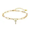 Inglês Europeu e Americano 26 Letras Pclip Corrente Pulseira Aço Titânio Estilo Palácio Retrô Francês Diamante Zircônia Empilhável