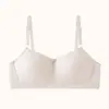 Sutiã feminino sem costura de algodão puro Classe A, novo verão 2026 fino respirável para busto pequeno push-up anti-queda feminino