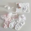 Calcetines para Niñas, Calcetines de Malla Finos de Verano, Calcetines Dulces de Encaje hasta la Pantorrilla, Calcetines de Princesa con Lazo, Calcetines Suaves y Lindos
