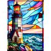 Venda transfronteiriça pintura diamante faça você mesmo feita à mão diamante completo 30*40 paisagem farol rosa pintura diamante fabricantes atacado