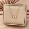 Collar Colgante de Cadena de Clavícula para Mujer con Letra 'Cd' de Diamante Completo Incrustada, de Moda, Brillante, Versátil, Lujo Ligero