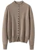 Cárdigan de cachemira con múltiples botones para mujer, nuevo estilo otoño e invierno, corte holgado, cuello semi-alto, camisa base corta abotonada, chaqueta suéter top