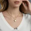 Collar Colgante de Cobre con Zirconia Incrustada en Forma de Corazón Estilo Francés, Diseño de Nicho de Lujo Ligero Vintage, Cadena para Clavícula de Mujer