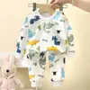Haz un amigo doble provincia provincia provincia Q conjunto de ropa interior de algodón puro antibacteriano que absorbe el sudor para niños niñas bebés top de otoño pantalones de otoño