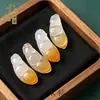 Anel Pingente de Calcedônia Colorida Natural Gato DIY Ágata Cor de Doce Joias Criativas Fofas Animal de Estimação Fofo Estilo Chinês Acessórios de Jade
