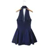 Comercio Exterior 2026 Primavera Nuevo Estilo Europeo y Americano Moda para Mujer Sexy Versátil Espalda Descubierta Cuello Halter Vestido Fruncido