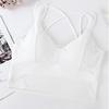 Sutiã Tomara-que-caia Sexy com Costas Cruzadas para Mulheres, Anti-Exposição, Camisole sem Fio com Almofadas de Peito Removíveis, Sutiã de Amarrar