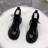 Botas Martin de Moda para Mujer Otoño e Invierno 2025 Nuevas Botas Individuales de Charol con Punta de Mango Estilo Británico para Mujer Botas Cortas Forradas de Lana Botas de Algodón