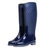 Sapatos de água fabricantes mais vendidos atacado bota de chuva feminina cano alto xadrez diamante moda forro quente acolchoada casual antiderrapante