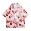 Camisa floral vintage estilo de Hong Kong manga curta estilo havaiano tailandês design senso duffian camisa solta bonita para homens e mulheres
