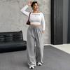 2025 Aliexpress Europeo y Americano Transfronterizo Otoño Exportación Nuevo Pantalón Recto Casual Suelto con Cordón en la Cintura para Mujer