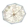 Práctico paraguas de goma de color retro con ocho varillas, de doble uso para sol y lluvia, reforzado, resistente al viento, protector UV y de sombreado solar