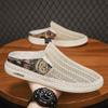 Zapatos de Hombre con Diseño de Medio Slip, Zapatillas Deportivas y de Ocio de Nicho, Huecas, Transpirables, Cómodas, Ligeras, Pantuflas Slip-On Perezosas