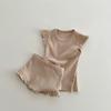 Conjunto de Dos Piezas de Camiseta de Manga Volante de Algodón Puro y Shorts para Bebé Niña de Verano Traje Casual para Bebé Moderno