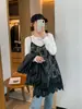 Vestido de tirantes de encaje sin mangas Dori Dn Blanco para Mujer 2026 Estilo Nuevo de Primavera Ropa de Exterior Falda Corta en Capas