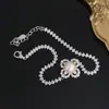 Accesorios DIY Base de Pulsera de Plata de Ley S925 con Microincrustaciones de Diamantes y Perlas, Base de Plata para Pulsera Exquisita y Elegante 7-8mm