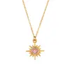 Moda Ins Europea y Americana Simple Accesible Lujo Cadena de Suéter Joyería Acero Inoxidable Chapado 18K Estrella de Ocho Puntas Colgante de Circonita Collar