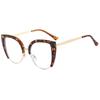 Gafas Cat-Eye de Media Montura de Montura Grande con Espejo Plano Anti-Luz Azul Nuevas Gafas de Montura Europeas y Americanas Gafas Retro de Moda Espejo Plano