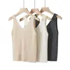 Top de tirantes finos 100% Cachemira Cuello en V al frente Cuello en U en la espalda Para Mujer Capa Interior Tejido Color Sólido Tirantes Finos Pequeños Capa Base Sin Mangas Prenda Exterior