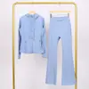 Conjunto Lulu Df de Jaqueta com Capuz Estampada e Calça Flare, Gola Alta Justa, Zíper Dourado Elástico, Roupa para Fitness Yoga