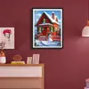 Bestseller Transfronterizo Amazon Wholesale Nuevo Punto de Cruz Navideño Casa Roja Navideña Escena de Nieve Escena de Nieve Europea y Americana Pintura Decorativa