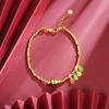 Popular Pulseira Espiral para Mulheres, Joia Auspiciosa de Liga de Cobre Que Não Desbota Facilmente, Pulseira de Ouro de Areia Vietnamita com Trevo de Quatro Folhas, Método Antigo