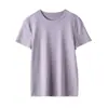 Roupas Femininas Novas Primavera/Verão 2026: Camiseta Básica de Seda e Linho de Manga Curta, Top Ajustado Simples de Linho e Liocel em 9 Cores