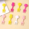 Tenedor de Fruta de Dibujos Animados para Niños, Set Creativo de Señales de Fruta de Animales Lindos de Plástico, Señal para Almuerzo