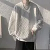 Moletom pesado moderno para homens, estiloso e legal, perfeito para adolescentes, gola redonda, design jacquard exclusivo, camada interna, oversized