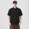 Camisa Polo de Verano para Hombre Xintang, estilo americano, corte holgado, manga corta, con cuello camisero, acabado vintage lavado a la nieve