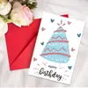 Colección de Tarjetas de Felicitación de Cumpleaños Nuevas Transfronterizas Animal Texto Mensaje de Cumpleaños Universal Tarjeta Plegable con Sobre