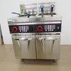 Suministro directo de papas fritas pierna de pollo Freidora vertical de doble cilindro y cuatro pantallas freidora eléctrica 56L de capacidad freidora de doble cilindro con temporizador