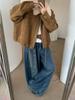 2025 Nueva Chaqueta Corta de Suede con Solapa de Lana de Cordero Holgada Estilo Coreano para Otoño e Invierno Chaqueta Gruesa Acolchada para Mujer Top