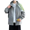 Ropa de Protección Solar de Moda y Personalizada con Bloques de Color para Hombres Jóvenes en Verano con Letras Estampadas, Ropa de Protección Solar Delgada y Transpirable
