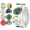 Amazon 500 Hojas Redondas Pegatinas de Navidad Pegatinas Adhesivas Feliz Navidad Pegatinas para Sellar Regalos