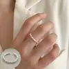 Anel Banhado a Prata com Pérola Artificial para Mulheres, Estilo Coreano, Empilhável, Doce e Descolado, Estilo de Nicho, Moderno, Celebridade da Internet, Anel Único para Dedo Indicador