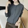 Chaqueta suéter cárdigan 100% algodón puro para mujer, otoño e invierno, engrosada, estilo corto, manga larga, todo algodón, color albaricoque, prenda exterior tejida 100% algodón