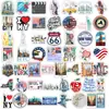 Conjunto de 52 adesivos retro americano de Nova York com padrões de marcos da cidade para planners de estudantes, material de papelaria, decoração cultural e criativa DIY atacado