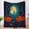 Manta de Halloween Manta Linda de Fantasma y Calabaza Serie 2 Manta Decorativa para Oficina Manta de Franela Otoño e Invierno