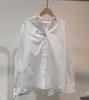 Camisa blanca de algodón elegante con volantes y cuello en V, manga abullonada, estilo retro francés, nueva primavera y verano para mujer